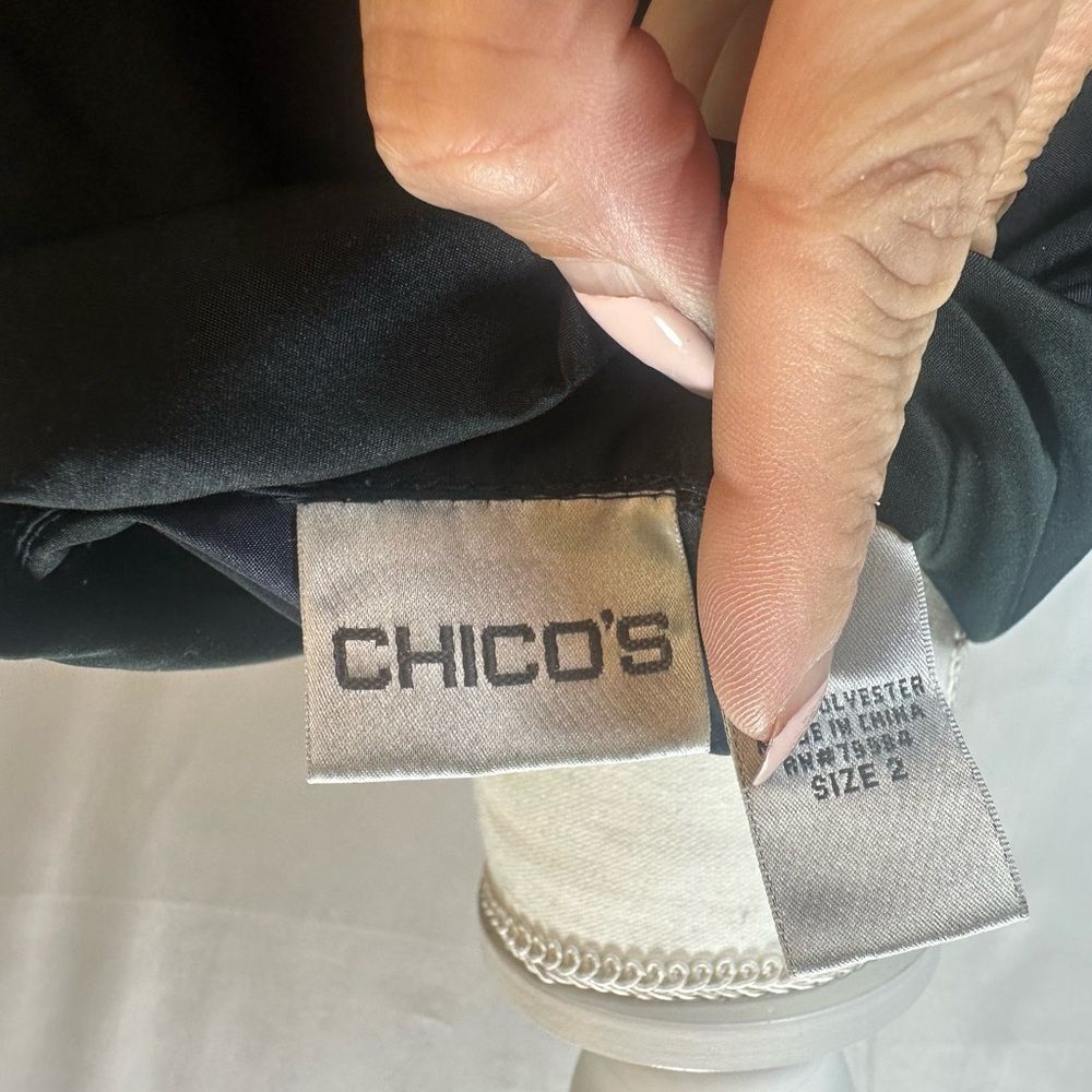 Chico's Black Cropped Bomber Utility Jacket Size 2 - Picture 9 of 11